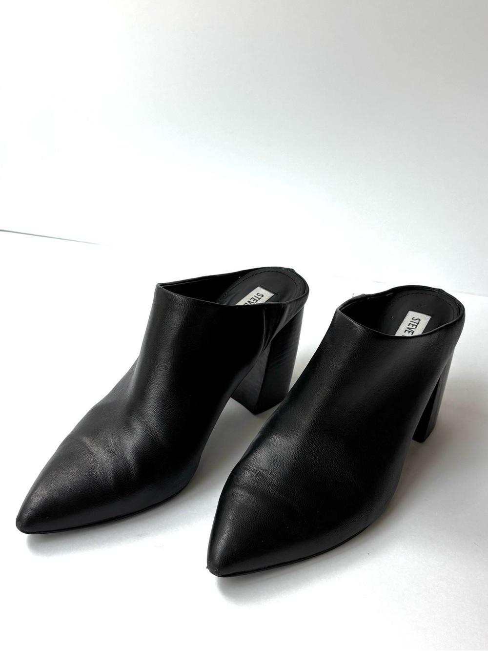 Steve Madden Black Pointed-Toe Leather Mule Heels size 8.5 - Picture 5 of 6